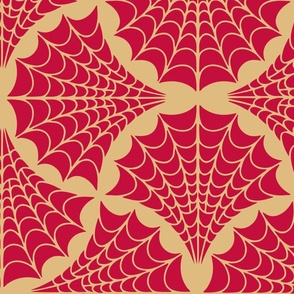 Art Deco Spider Web - L - Robus Red on Gold