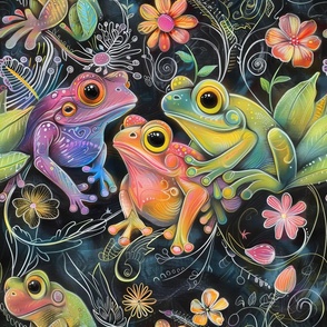 Chalkboard Doodle Frogs