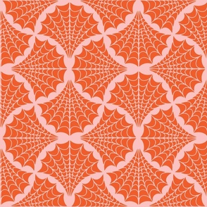 Art Deco Spider Web - M - Orange on Pink