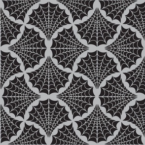Art Deco Spider Web - M - Onyx Black on Gray