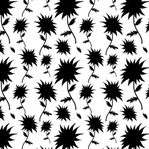 Wild Daisy Dream - black silhouettes on white