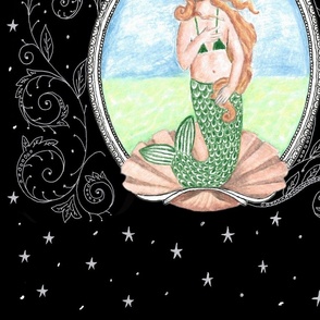 Mermaid  Venus on black background