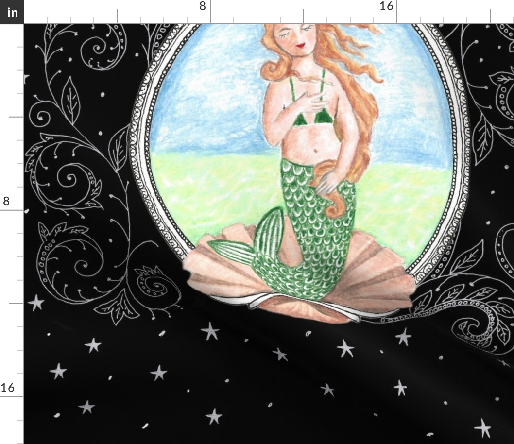Mermaid  Venus on black background