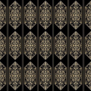 Elegant Geometric Gold and Black Art Deco Pattern - Luxurious Vintage Design