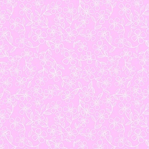 Whimsical Wildflowers | Bubblegum Pink | Pink and White Floral | Minimalist Flowers