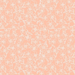 Whimsical Wildflowers | Pastel Peach | Peach and White Floral | Minimalist Flowers