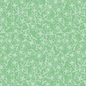 Whimsical Wildflowers | Spring Green | Green and White Floral | Minimalist Flowers