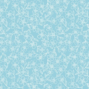 Whimsical Wildflowers | Denim Blue | Blue and White Floral | Minimalist Flowers