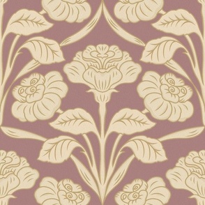 Big Vintage Roses - Beige scheme on a Brown pink background