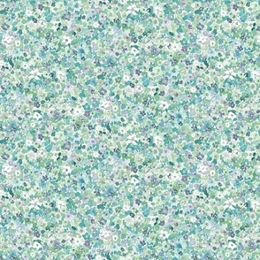 Watercolor ditsy floral green blue