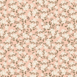 Cottage Core  Peach and White Rose Floral_SM