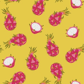 Tropical Dragonfruit Delight On Yellow 