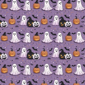 Halloween Ghosts Bats Pumpkins Holiday Design Pattern 