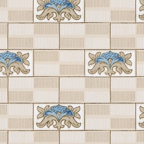 kitchen tiles with blue semi-floral