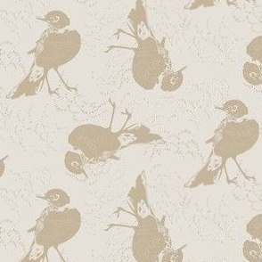 Small // Robin Feather Friend // PNW Forest // Woodland Bird // Sky Clouds // Elegant Vintage Modern // Neutral Tan Beige 