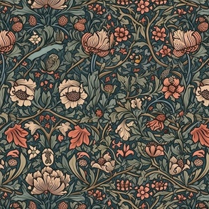 floral sunflower pattern inspired by william morris