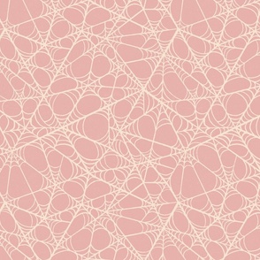 M. Creepy Halloween cream white Spiderweb Lace on pink, medium scale