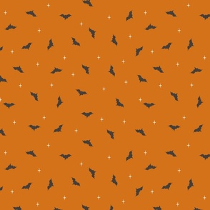 M. Girly Halloween Bats Tossed on Orange, medium scale
