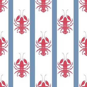 Coastal Lobster Stripe Red White Blue