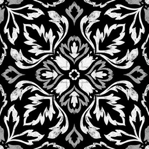 Vintage floral filigree in black and white