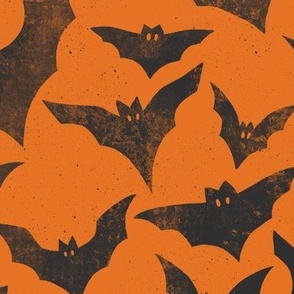 (large) Rustic textured spackled Halloween bats orange black