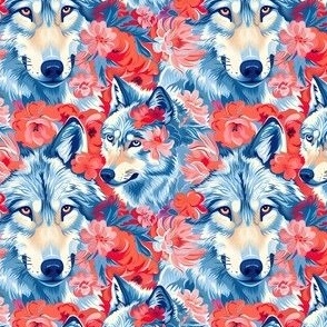 Wolf Faces & Flowers - small 