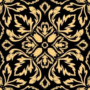 Vintage floral filigree in gold and black