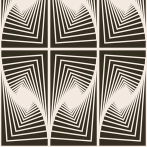 (L ) modern art deco geometric in black/cream colors