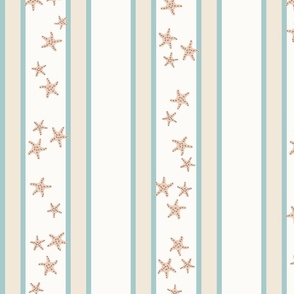 Starfish and Stripes - Ocean Teal and Sand - Large - 24i