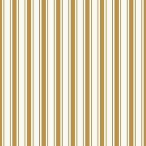 Traditional Cottagecore Vertical Ticking Stripe in Saffron Yellow and Ivory.