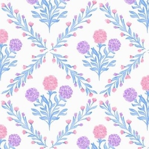 Pink Blue Purple Trellis Grandmillenial Floral