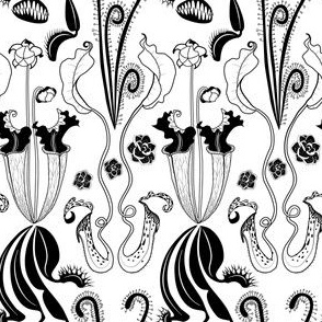 carnivorous garden elegance - black and white