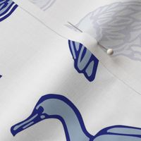 Beach Birds Pattern in Blue And White