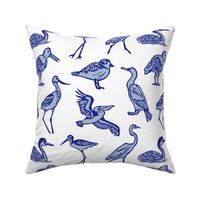 Beach Birds Pattern in Blue And White