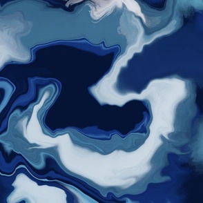  L Dramatic blue marble Fluid Art 