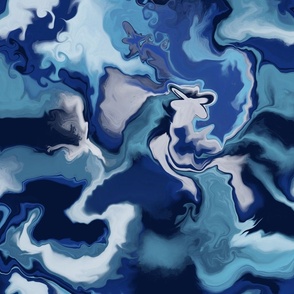 M dramatic blue marble fluid art