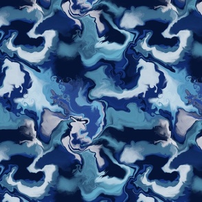 S dramatic blue marble fluid art