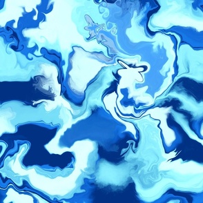 M dramatic bright blue marble fluid art