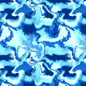 S dramatic Bright Blue Marble fluid art 
