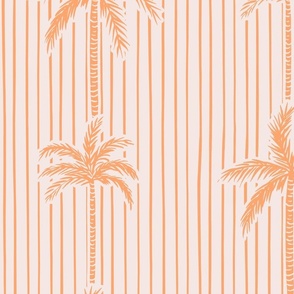 Palm Trees With Stripe in apricot orange and pastel pink for vintage tropical summer