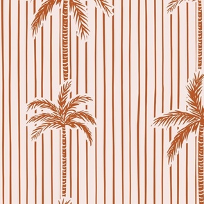 Palm Trees With Stripe in warm brown and pastel pink for vintage tropical summer
