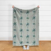 Palm Trees With Stripe in spruce green and bone white for vintage tropical summer