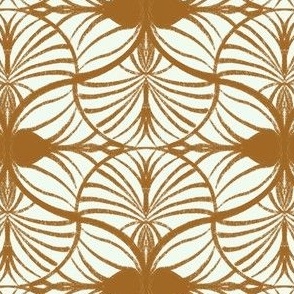 Elegant Art Deco Geometric: Gouache Scallops, Brown, Mint, Small 