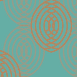 Turquoise And Copper Concentric Lines