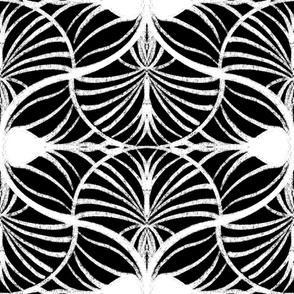 Elegant Art Deco Geometric: Gouache Scallops, Black, White