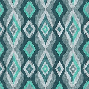 Vertical Woven Diamond Native American Rug Blanket Bright Turquoise Green Gray Geometric Southwest Western Rustic