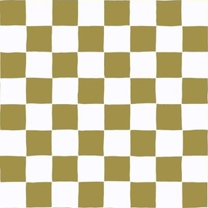 Modern Hand Drawn Checks - Moss Green - 1x1 inch squares - 12x12 inch repeat