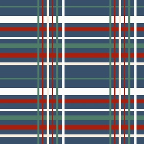 Tartan Plaid Navy Blue, Red, Green, White