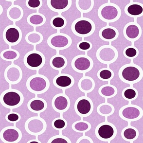 Atomic Age Mushroom Clouds Geometric Pattern // Eggplant Purple, Plum Purple, Lavender, White // V3 // Large Scale - 300 DPI
