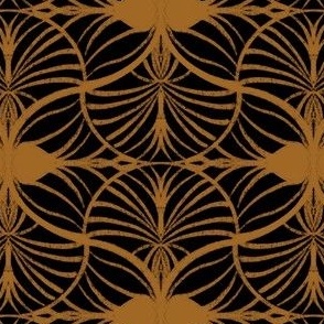 Elegant Art Deco Geometric: Gouache Scallops, Brown, Black, Small 
